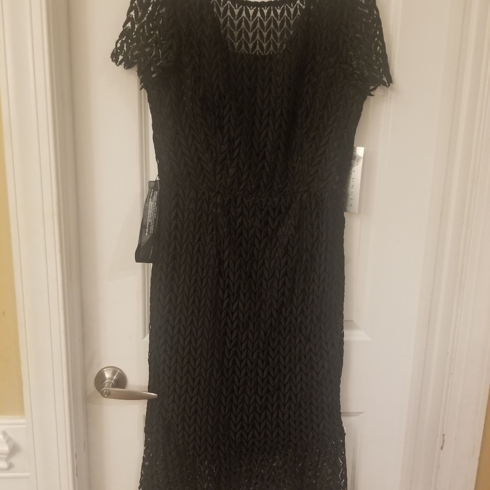 Kay Unger Floral Lace MIDI Dress in Black, Size 10 - Picture 6 of 8